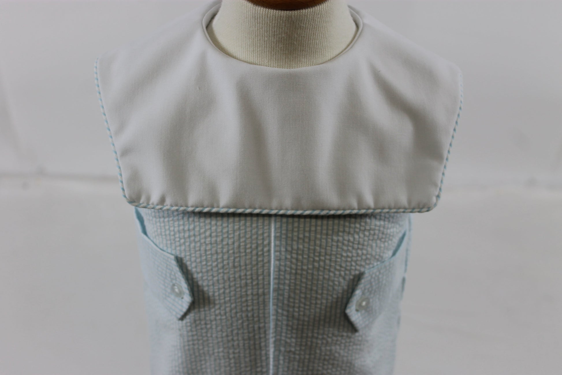 Bill Romper - Aqua Stripe Seer