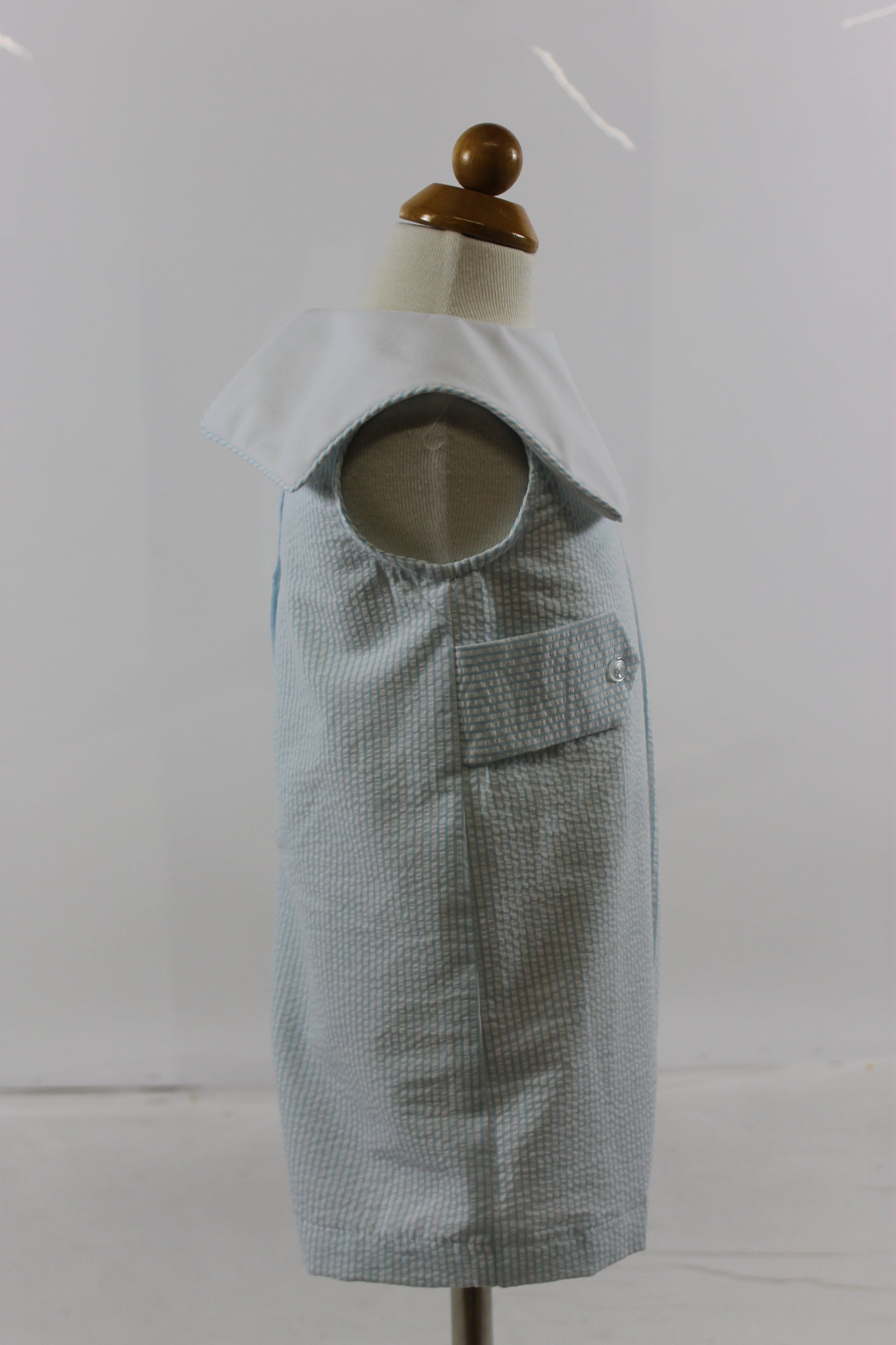 Bill Romper - Aqua Stripe Seer