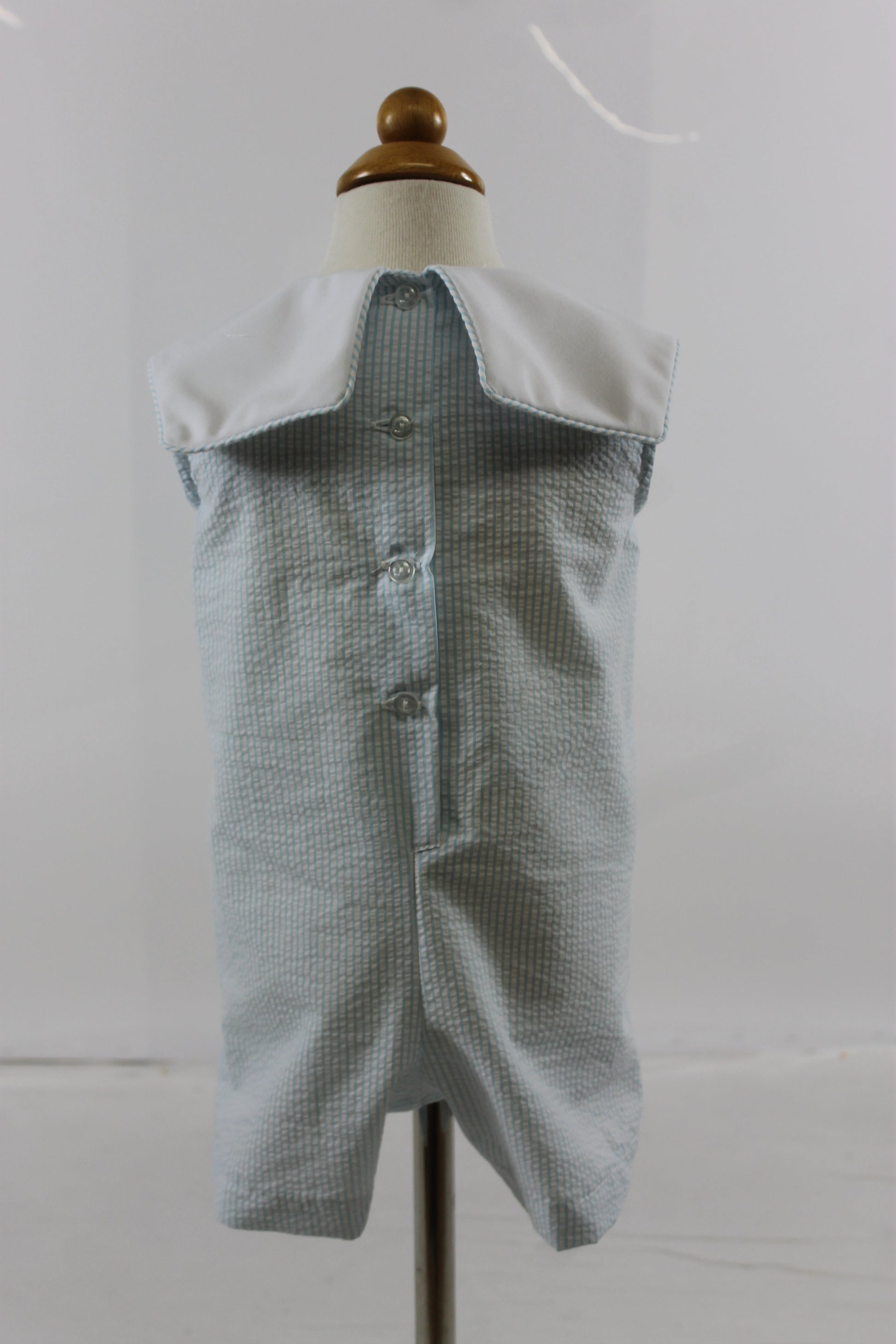 Bill Romper - Aqua Stripe Seer