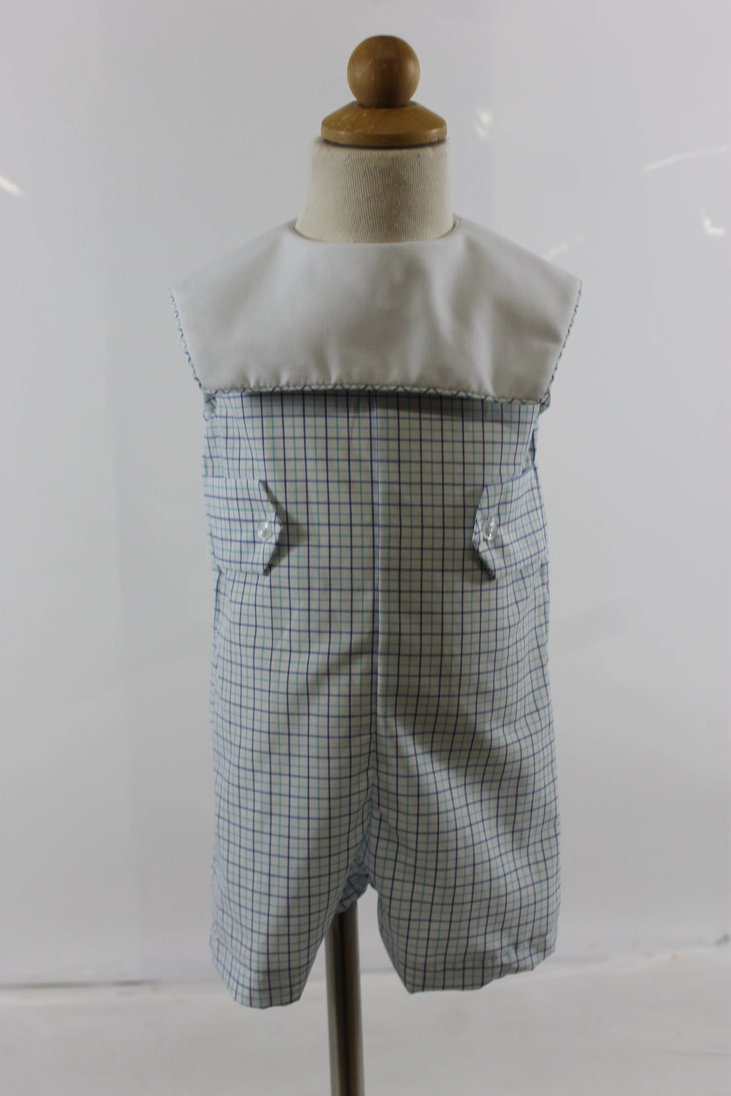 Bill Romper - Blue mint plaid