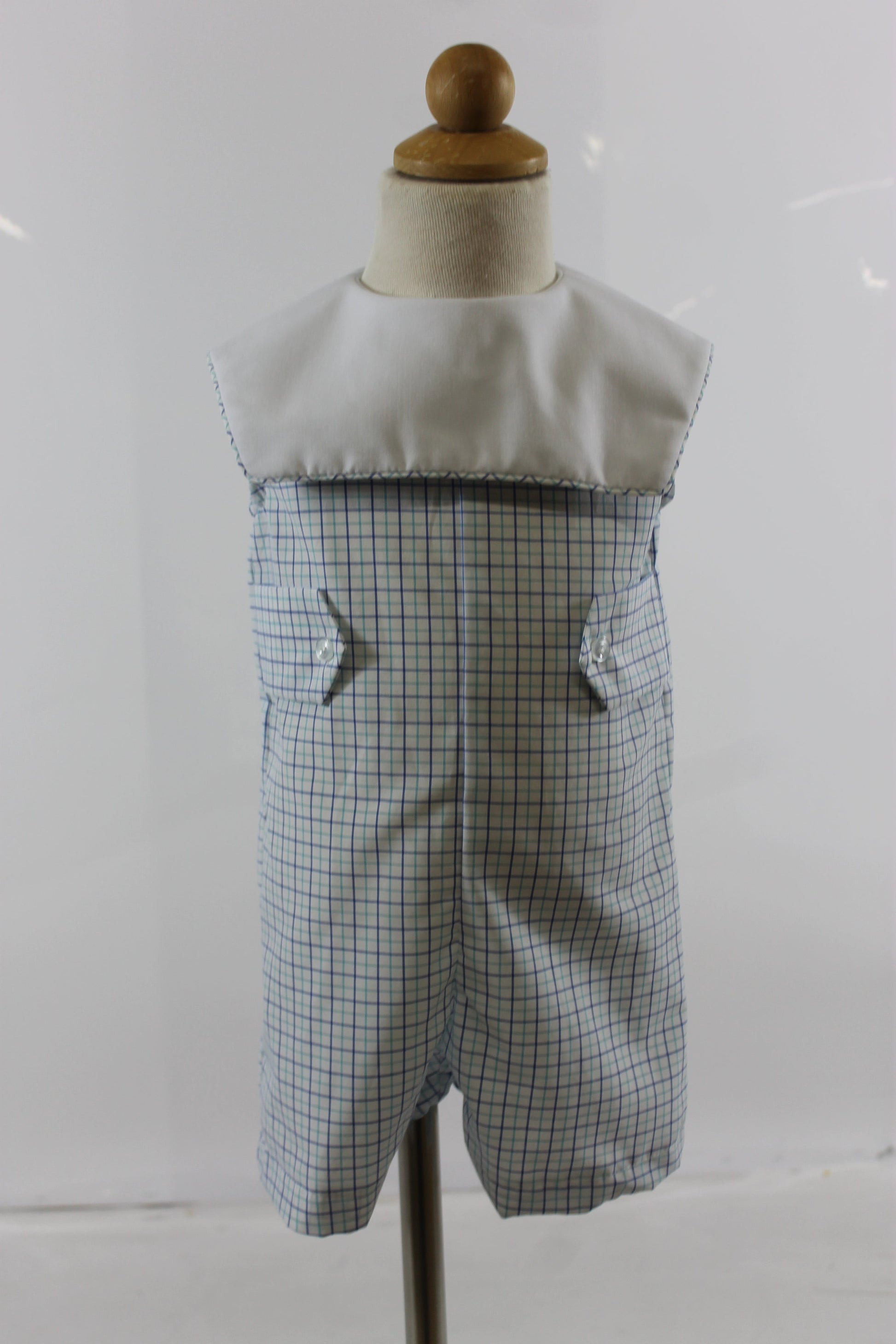 Bill Romper - Blue mint plaid