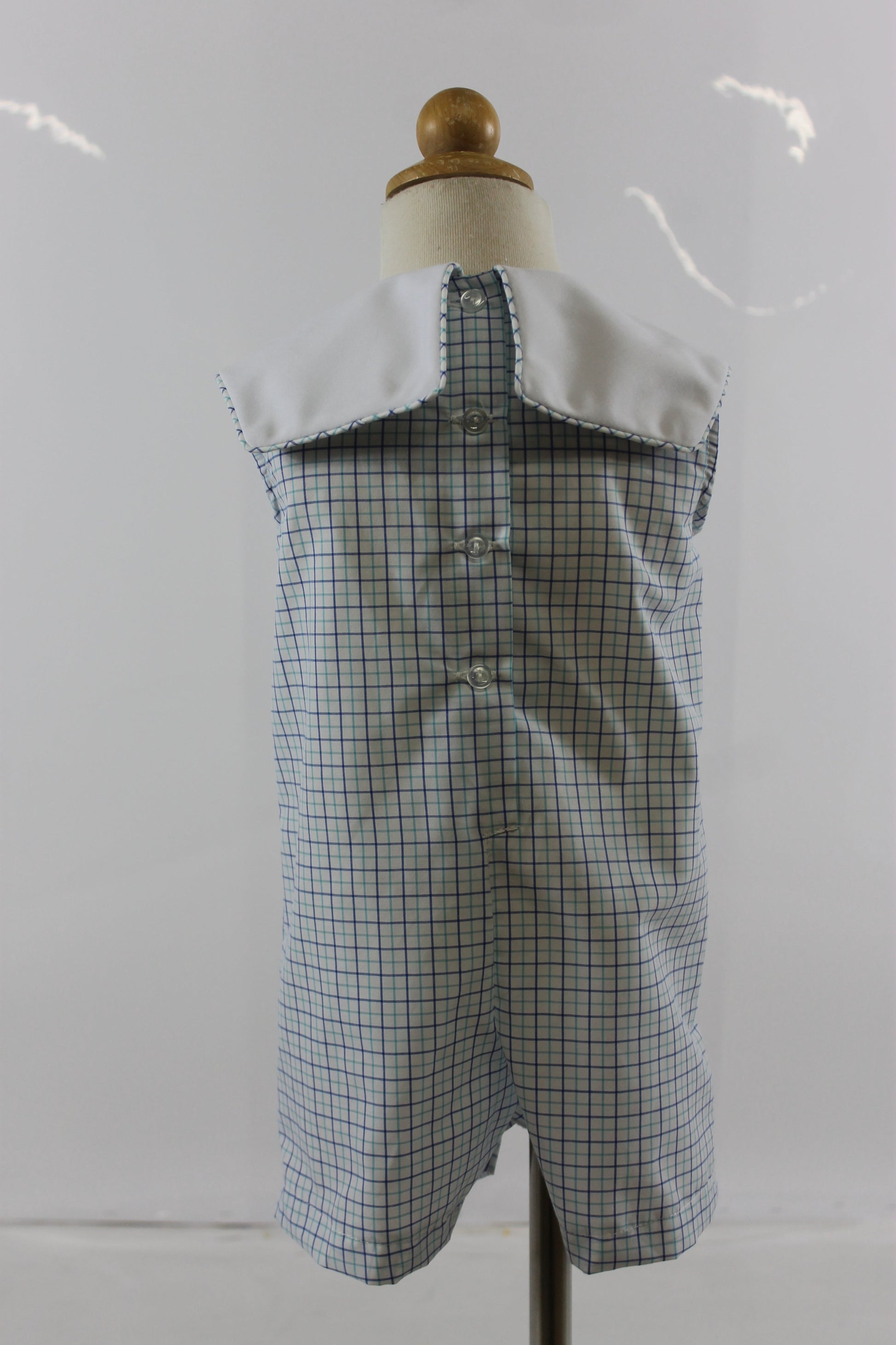 Bill Romper - Blue mint plaid