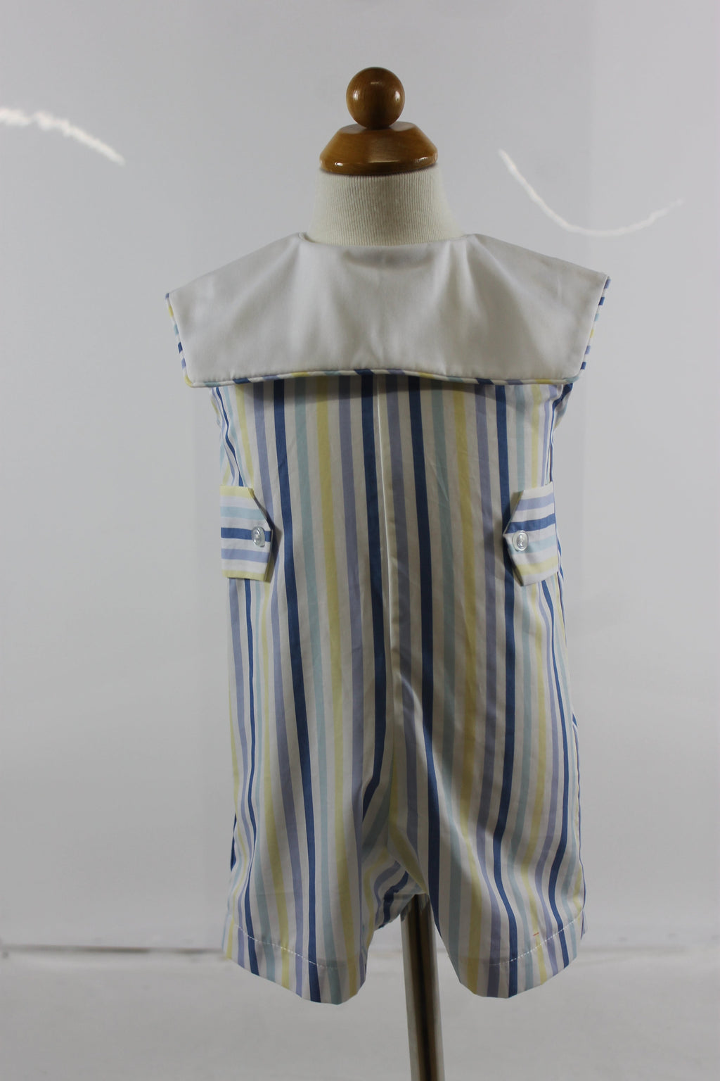 Bill Romper - yellow peri stripe